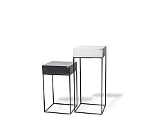 Minimalist design side table ANGULUS COLUMNAconcretelacquered metal steel basesquare