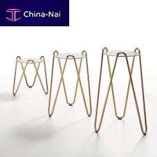 Contemporary side table Apelle Chicceramicleatherlacquered metal base