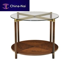 Contemporary side table RAJwoodenglassround