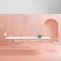 Contemporary table EILEENashHPLstainless steel base