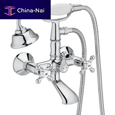 Double-handle shower mixer tap CARMENfor bathtubwall-mountedchromed metal