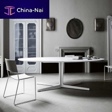 Contemporary table SPLITmetalovalwhite
