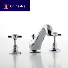 Double-handle washbasin mixer tap countertopbuilt-inchrome-plated brass