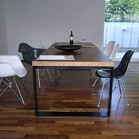 Contemporary dining table woodenstainless steelrectangular