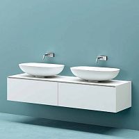 Double washbasin cabinet INFINITY 1wall-hungCorian®wood veneer