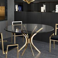 Contemporary table HARINGbrassbrass baseround