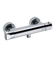 Double-handle shower mixer tap 75639wall-mountedthermostaticchrome-plated brass