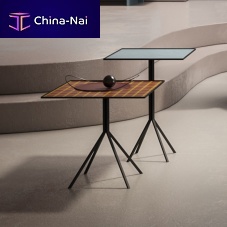 Contemporary side table Poirotlacquered metalbrass baseround