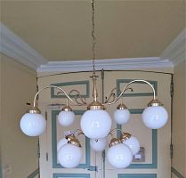 Art Nouveau style chandelier BK BRASSERIE PARISIENNEglasspolished brass10 light