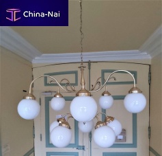 Art Nouveau style chandelier BK BRASSERIE PARISIENNEglasspolished brass10 light