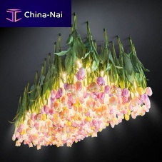 Original design chandelier TULIPMurano glasspainted steel6 light