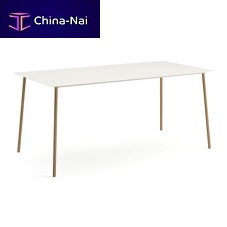 Contemporary table ONEMMsheet steelmetal baseoak base