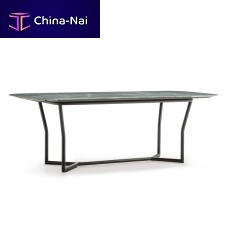 Contemporary dining table CJmarblemetal baserectangular