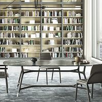 Contemporary table JOYCEglasssolid wood baseash base
