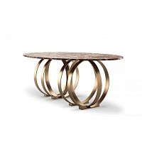 Contemporary dining table BOULDERmarblebrushed brass baseoval