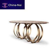 Contemporary dining table BOULDERmarblebrushed brass baseoval