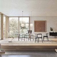 Contemporary dining table Millepiediwoodenmarblemetal base