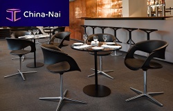 Contemporary table LOXsolid woodsolid wood baseround