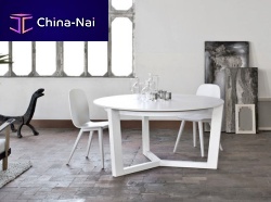 Contemporary table ARCHIVOLTOwoodenroundextending