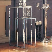 Contemporary pedestal T111.CORNERironchromed metalglass