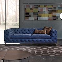Chesterfield sofa ASTON leatherbeigeblue