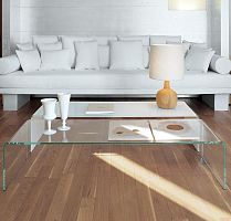 Contemporary coffee table BRIDGE smoked glasslacquered glasscurved glass