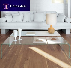 Contemporary coffee table BRIDGE smoked glasslacquered glasscurved glass