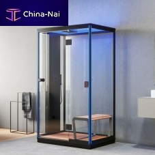 Steam shower cubicle Novaglasswoodenaluminum