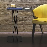 Contemporary side table MIKAmetaloakrectangular