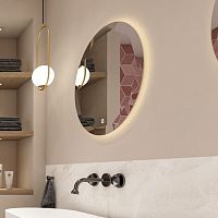 Wall-mounted bathroom mirror Bloom -Lotuscontemporaryroundilluminated