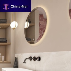 Wall-mounted bathroom mirror Bloom -Lotuscontemporaryroundilluminated