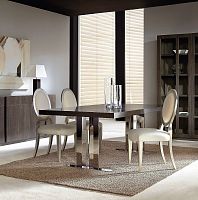 Contemporary dining table T-810walnutstainless steel baserectangular