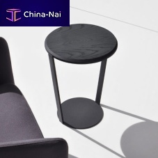 Contemporary side table AROUNDwalnutashmetal base