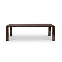 Contemporary table SERAwood veneerleathersolid wood base