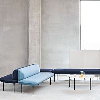 Modular upholstered bench INSULAcontemporaryfabricmetal base