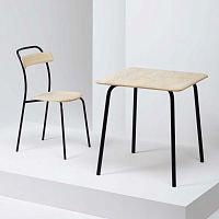 Contemporary table FORCINA oakashstainless steel base