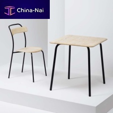Contemporary table FORCINA oakashstainless steel base