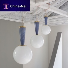 Contemporary ceiling light UPSIDE DOWNsphericalblown glassbrass