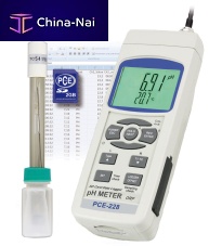 Portable pH meter PCE-228processwith LCD displaywith redox indicator