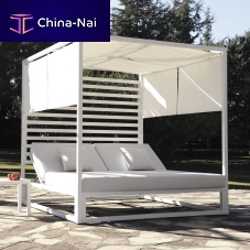 Canopy garden bed MILANdoublecontemporarywith adjustable headboard