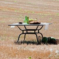 Traditional table Toscana galvanized ironiron basesquare