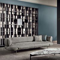 Contemporary sofa JOHNSONleathergraymetal base