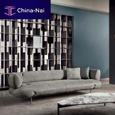 Contemporary sofa JOHNSONleathergraymetal base