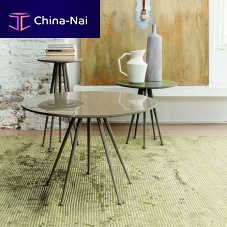 Contemporary side table JAGGERlacquered MDFlacquered metal baseround