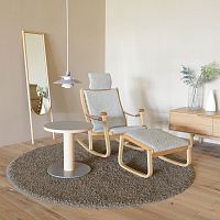 Contemporary table KOTAN ashlinoleummetal base
