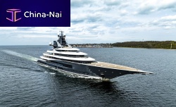 Cruising luxury mega-yacht KISMETraised pilothousedisplacement hullwith helideck