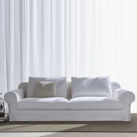 Traditional sofa CALLASfabricleatherwhite