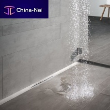 Stainless steel linear shower drain TECEdrainprofilemesh
