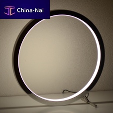 Table lamp SLIMpolished aluminumaluminum profileopalescent glass