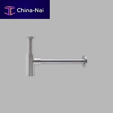 Chrome-plated brass bottle trap QA1400 seriesblacksatin